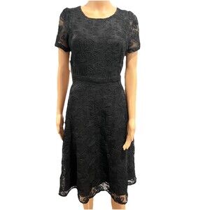 Anthropologie Sunday In Brooklyn XS Violetta Lace Midi BlackDress A-Line NWT